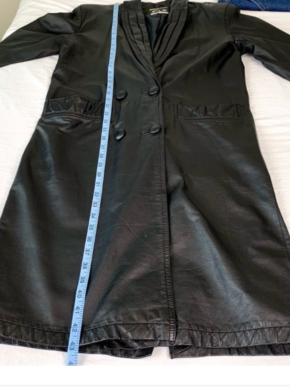 Vintage leather trench coat by G-III by Global Identity long black coat small - Picture 6 of 11